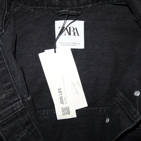 Zara Black Cropped Denim Utility Jacket 0/8197/279/800/02 - Picture 7 of 12